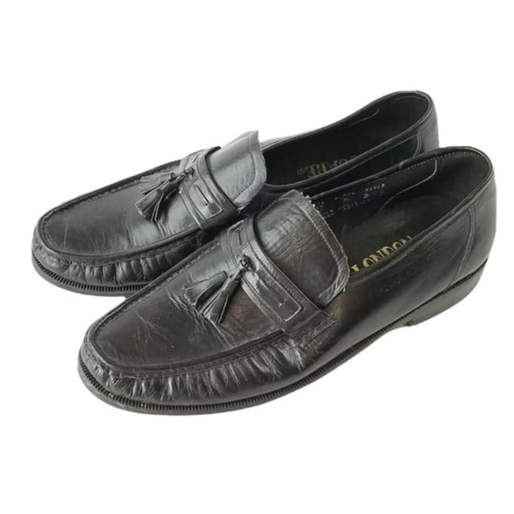 Vintage London Square Mens Black Slip On  Dress Shoes 10 D